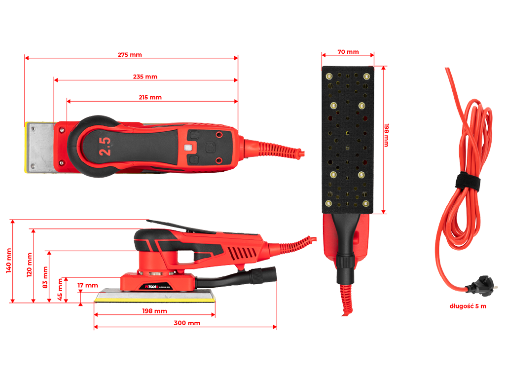NTools H-ROS II 02E – Bezuhlíková elektrická vibračná brúska 70 × 198 mm