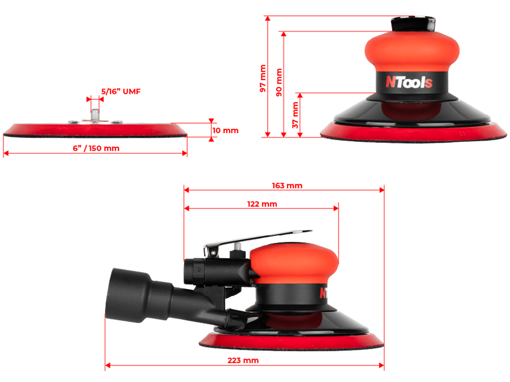 NTools RS 150 - Pneumatická excentrická brúska